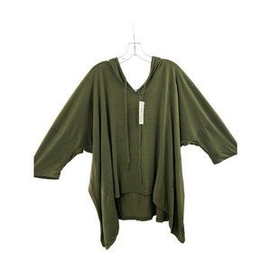 NWT Meaneor Women's Army Green Batwing Short Sleeve Hoodie